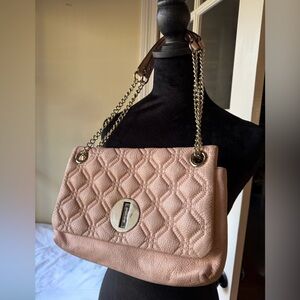Kate Spade Quilted Leather Gold Chain-Handle Shoulder Bag in Blush Pink